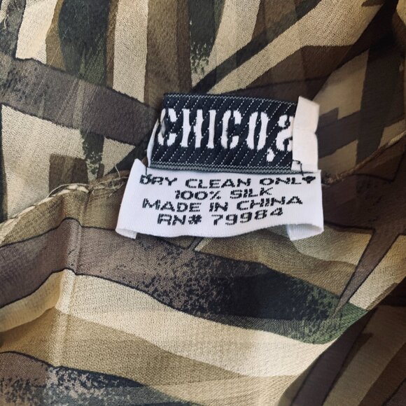 Silk Scarf Rectangle Print Hand Rolled Edge 14 X 70 - Picture 4 of 8